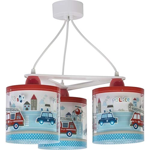 Dalber kinderlampe Pendelleuchte Hängelampe 3 Lichter Police Autos Polizei, Blau