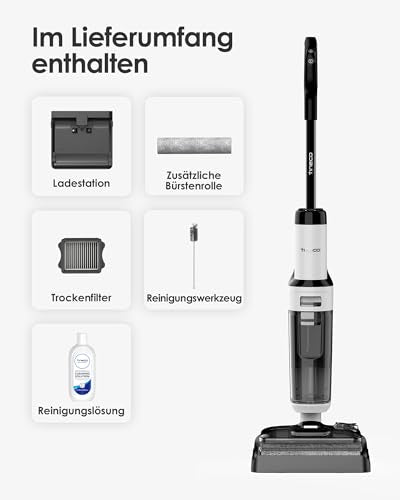 Tineco Floor ONE S6 Stretch Lite Nass Trockensauger, 180°Lay-Flat Nasssauger, Zentrifugallufttrocknung, 40min Laufzeit, Beidseitige Kantenreinigung, erreichen in niedriger Möbel für Tierhaare