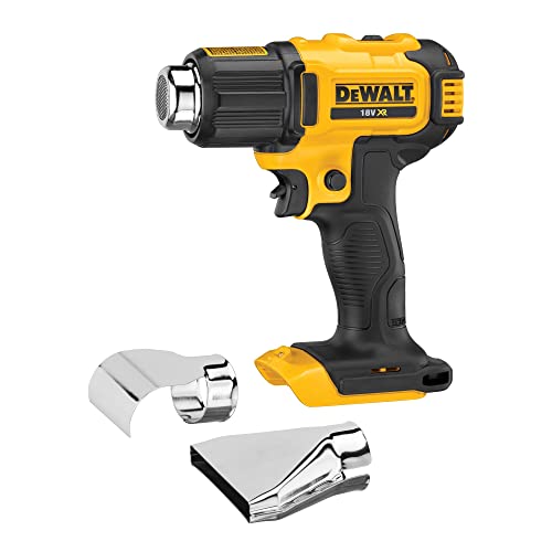 Dewalt 18 Volt Akku-Heißluftpistole DCE530N (2 Gebläse- und Temperaturstufen, arretierbarer Schalter für Dauerbetrieb, standfeste Stellfläche, Flächen- und Reflektordüse, ohne Akku und Ladegerät)