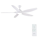 Newday Deckenventilatoren Große 153CM, Deckenventilator Weiß mit Beleuchtung und Fernbedienung Leise, Ventilator Lampe Decke mit 5 Flügel, Motor DC Reversibel, Speicherfunktion, Stufenloser Dimmer