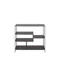 Kare Design Regal Loft, Schwarz, Stahl, Glas Fachböden, mit 5 Fachböden, schmal, freistehend, Wohnzimmer, Schlafzimmer, Flur, 100x115x30 cm (H/B/T)