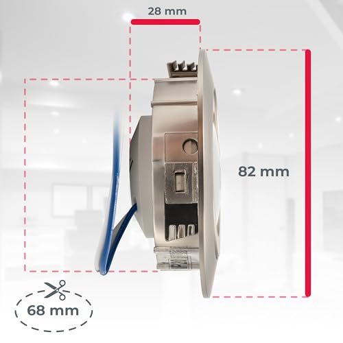 B.K.Licht - 5er Set LED Einbaustrahler 230V dimmbar in Stufen, schwenkbar, Lochdurchmesser 68mm, LED Spot, flach, Deckenspots, Spots, Einbauleuchten, Einbauspots, 82x28 mm, Matt-Nickel
