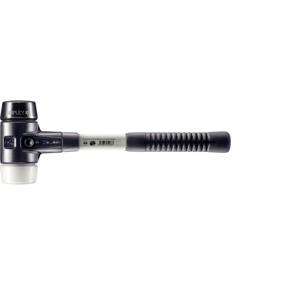 SIMPLEX-Schonhammer, Gummikomposition/Superplastik; mit verstärktem Tempergussgehäuse und Fiberglasstiel | D=60 mm | 3727.060