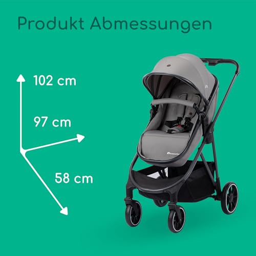 Bebeconfort Breeze Trio, Baby Kinderwagen 3 in 1 mit Kindersitz, 0-22 kg (0-4 Jahre), Reversibler & Leichter Kinderwagen Set, i-Size Kindersitz, Kompakter Faltmechanismus, Mineral Grey