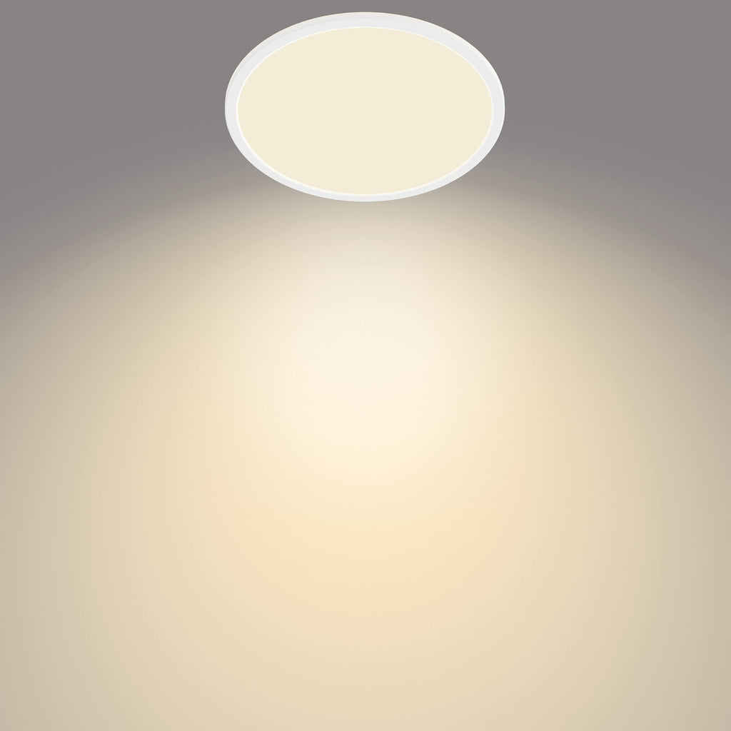 Philips LED Badezimmer Deckenleuchte Superslim (18 W), 3 Lichteinstellungen, warmweißes Licht, dimmen ohne Dimmer, IP44 Schutz, weiß, 30cm