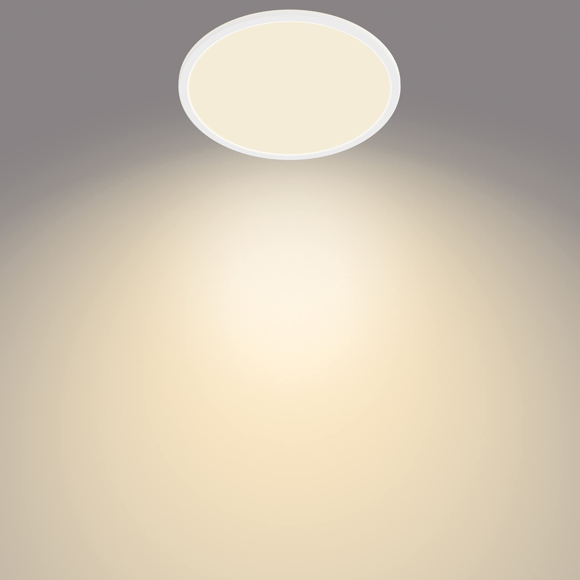 Philips LED Badezimmer Deckenleuchte Superslim (18 W), 3 Lichteinstellungen, warmweißes Licht, dimmen ohne Dimmer, IP44 Schutz, weiß, 30cm