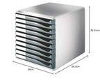 Leitz Post-Set mit 5 Schubladen, Schubladenset zur Aufbewahrung von Dokumenten und Büromaterialien, Schwarz, 52800095