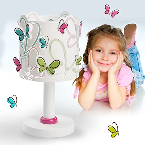 Dalber Kinder Tischlampe Nachttischlampe kinderzimmer Schmetterlinge Butterfly, 62141, E14