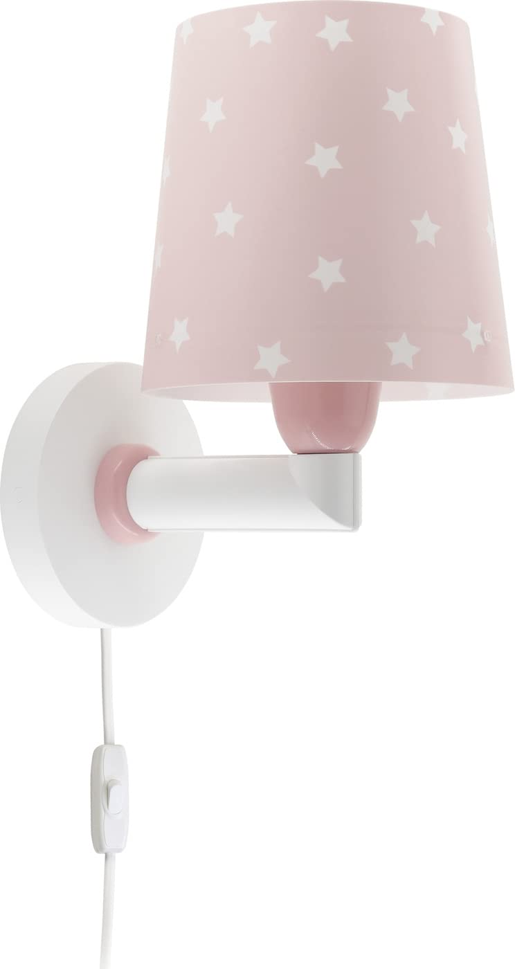 Dalber kinder Wandlampe, Kinderlampe Wandleuchte kinderzimmer Wolken Star Light Sterne Rosa, 82219S, E27