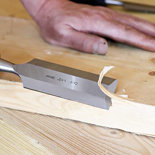 Amazon Basics Holzbearbeitungs-, Holzmeißel-Set zum Schnitzen mit Schleifführung, Schleifstein und Aufbewahrungskoffer, 1/4" - 1-1/2", 8-teilig