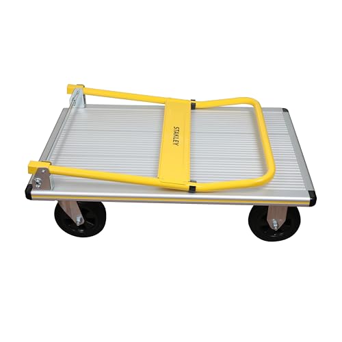 STANLEY klappbarer Plattformwagen, Tragkraft 200Kg, SXWTI-PC511, Transportwagen, Lagerwagen, Paketwagen, Plattformabmessungen 90x61cm, Schiebebügelwagen, Anti-Rutsch Plattform, platzsparend verstaubar