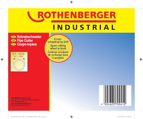ROTHENBERGER Industrial Tube Cutter 35 Rohrabschneider inkl. 1x Ersatzschneidrad | Ø 6 mm - 35 mm (1/4" - 1 3/8") | Rohrtrenner | Rohrschneider Kupfer Messing Aluminium 070941E