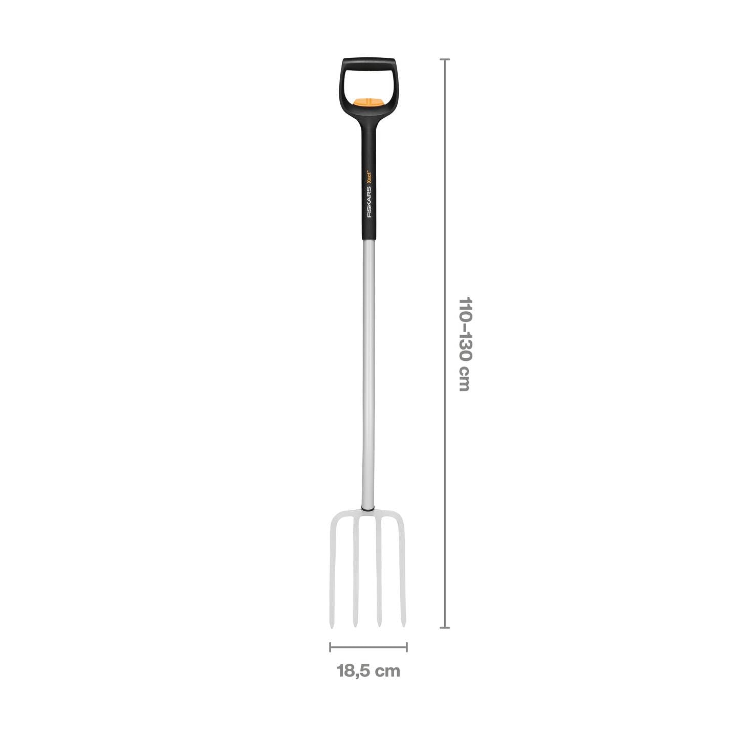 Fiskars Teleskop-Spatengabel für Harte, steinige Böden, Mit 4 Zinken, Länge 1,10 m bis 1,30 m, Hochwertiger Borstahl, Schwarz/Silber, SmartFit, 1070717
