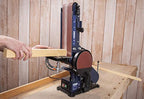 Ferm Bandschleifmaschine – 350W – 150mm - einschl. 2 Schleifbänder (P80 & P120) und 2 Schleifscheiben (P80 & P120), BGM1022