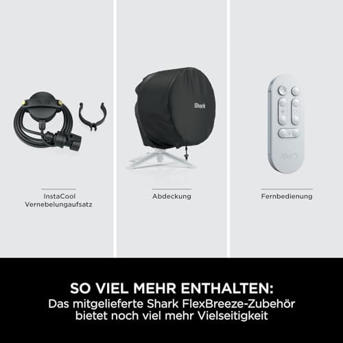Shark FlexBreeze Ventilator Leise, Hybrid Ventilator Kabelgebunden & Kabellos, Tragbar, für Innen- und Außenbereich, UV- & Wasserbeständig, Ultraleistungsstark, Ultraleise, Weiß FA220EU