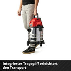 Einhell Akku-Nass-Trockensauger TC-VC 18/20 Li S-Solo Power X-Change (18 V, 20 L Edelstahlbehälter, Rollen, Zubehörhalterung, inkl. div. Filter und Düsen, ohne Akku)