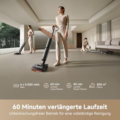 dreame H15 Pro Nass- und Trockensauger, GapFree AI DescendReach Roboterarm, dreifache Kantenabdeckung, 21.000 Pa Saugleistung, 0 Tangle, 100°C Bürstenwäsche, 5min 90°C Trocknung, 180° Lie-Flat