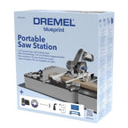 Dremel Blueprint Bürstenlose 12V Akku-Mobile Sägestation mit 1x Kompakt-säge, 1x Sägetischkoffer, 1x 2.0 Akku + Ladegerät, 1x Multi Material Kreissägeblatt, 2x Schraub-zwingen, Mehrere Schnitt-Arten