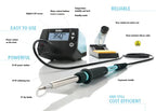 Weller WE 1010 (T0053298390) Bildungs-Kit 70 W/230 V Digital 1-Kanal-Lötstation mit 2 Lötspitzen, Seitenschneider und Lotdraht, Temperaturbereich 100°C – 450°C, Blau