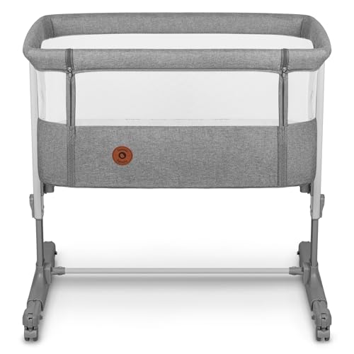 Lionelo Aurora 3 in 1 Babybett bis 9 kg, Beistellbett, Wiege, Höhenverstellug und Einstellung der Neigung der Matratze, 4 Räder mit Bremse Ergonomische Matratze Tasche