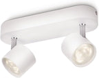 Philips myLiving Star 2-er LED Spots (11,5 W), dimmbare Deckenspots mit warmweißem Licht und zwei schwenkbaren Spotköpfen, energiesparende Raumbeleuchtung, weiß
