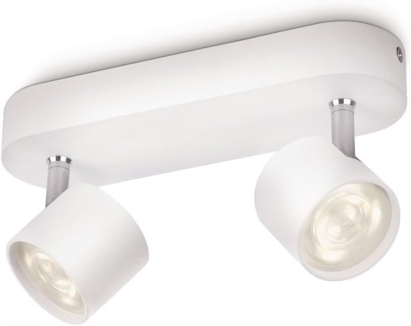 Philips myLiving Star 2-er LED Spots (11,5 W), dimmbare Deckenspots mit warmweißem Licht und zwei schwenkbaren Spotköpfen, energiesparende Raumbeleuchtung, weiß