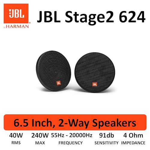 JBL Stage2 624 2-Wege Auto Lautsprecher Set von Harman Kardon - 240 Watt KFZ Autolautsprecher Boxen 16 - 17 cm