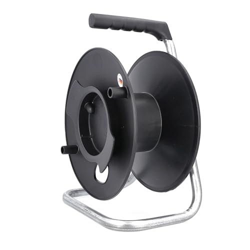 as - Schwabe Universal-Roller Leertrommel Ø285 mm mit Kabelhaspel, Feststellbremse, Fußgestell und ergonomischen Haltegriff, für diverse Kabellängen, 12121