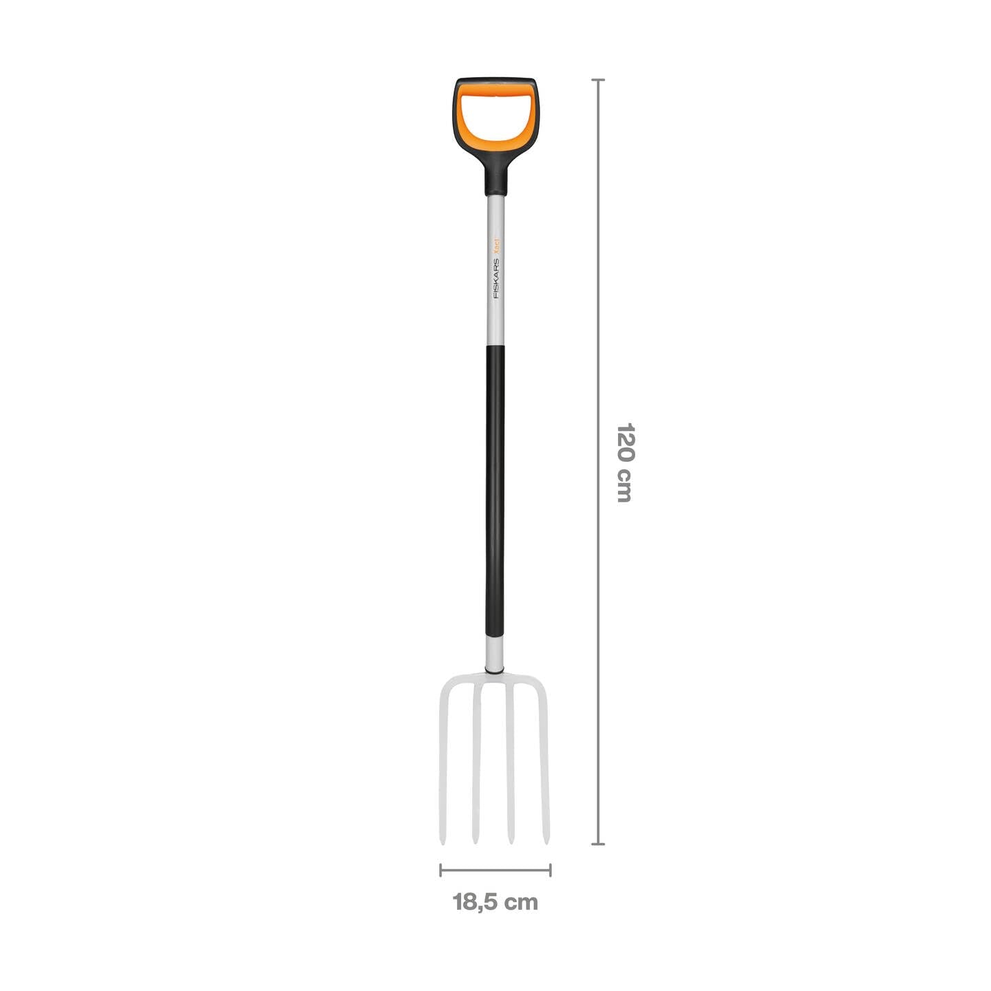 Fiskars Spatengabel für harte, steinige Böden, Mit 4 Zinken, Länge: 120 cm, Qualitätsstahl-Zinken/Glasfaserverstärkter Kunststoff-Stiel, Schwarz/Orange, Xact, 1070716