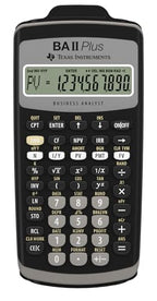 Texas Instruments BA II Plus Finanzrechner (Einzeiliges, 10-stelliges Display, Batteriebetrieb) Schwarz-Grau