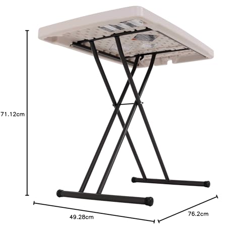 LIFETIME 28240 Verstellbarer Klapptisch für Laptop, TV-Fach, 30 Zoll (76,2 cm), mandelfarben