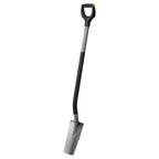 Fiskars Ergonomic Wurzelspaten, Spaten mit Sägezahnung zum Durchtrennen von Wurzeln, D-Griff, Borstahl/Kunststoff, 1066714