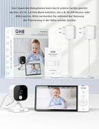 GHB Babyphone mit Kamera 5 Zoll 720P HD 5000mAh IPS-Display VOX-Modus 4X Zoom Nachtsicht Gegensprechen Temperaturanzeige Nicht drehbar