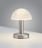 Trio Leuchten LED Tischleuchte Fynn II 599110107, Metall Nickel matt, Glas alabasterfarbig weiß, inkl. 1x E14 4.9 Watt LED, Touch-Me-Funktion (4-fach schaltbar, 3 Helligkeitsstufen), Höhe 21cm