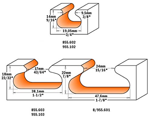 CMT Orange Tools 955.103.11 – Erdbeere für Griffe HW S 8 D 38,1 x 20,7 R6, Grigio/Arancio