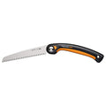 Fiskars Plus Klappsäge, Für dicke Stämme und Äste, 3 Schneidpositionen, Scharfes Power Tooth-Blatt, Grobzahnung, Blattlänge: 21 cm, Schwarz/Orange, SW69, 1067553