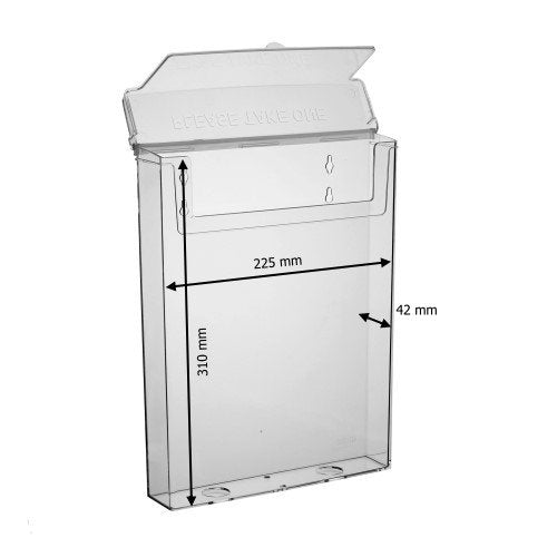 taymar DIN A4 Prospekthalter, Prospektbox mit Deckel, Wetterfest (auch für den Außenbereich geeignet)