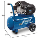 Scheppach Druckluft Kompressor HC53DC | 2200W Leistung | 50L Kessel | 10bar Druck | Ansaugleistung 412 L/min | Druckminderer, ölgeschmiert, Doppelzylinder