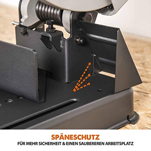 Evolution R355CPS Kappsäge Kapp-Zug-Gehrungssäge 2200 W | inkl. Ø 355 mm HM-Sägeblatt Multi-Material-Schneiden Holz, Aluminium, Stahl, Kunststoff | Schnittleistung von 120 x 120 mm | 0-45˚ Gehrung