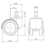 hjh OFFICE 619007 5X Hartbodenrollen 50mm / Gewinde M10 Büro-Stuhl-Rollen für Hartböden (5er Pack)