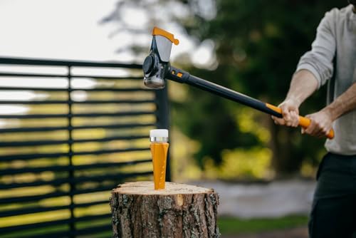 Fiskars Dreh-Spaltkeil, Gehärteter Stahl (geschmiedet), Polymer-Schlagfläche mit Metallring, Orange, SAFE-T, 1001615