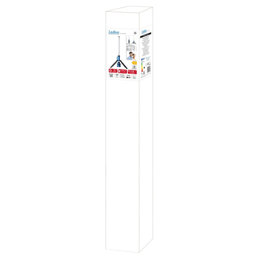 Ledino Hybrid LED Stehlampe 60W | 360° Baulampe mit 5.400 lm für Akku & Netzbetrieb | dimmbarer Arbeitsstrahler optimal als Arbeitsbeleuchtung inkl. Transportgriff | IP54 | Auch als Außenstrahler