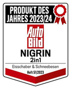 NIGRIN Eiskratzer Auto mit Schneebesen, ergonomischer rutschfester Softgriff, aus hochstabilem ABS, Schwarz-Rot