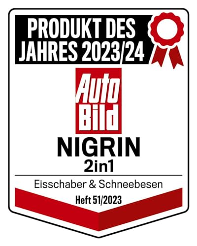 NIGRIN Eiskratzer Auto mit Schneebesen, ergonomischer rutschfester Softgriff, aus hochstabilem ABS, Schwarz-Rot
