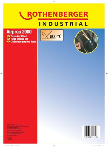ROTHENBERGER Industrial 5teiliges Hochleistungs-Turbo-Lötbrenner Set inkl. 2 m Propan-Gasschlauch & Zubehör | Lötbrenner | Brenner | 800°C Arbeitstemperatur | Weichlöten | Hartlöten 030950E