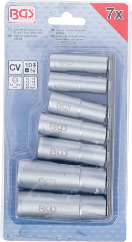BGS 1105 | Spezial-Steckschlüssel-Einsatz-Satz, geschlitzt | 10 mm (3/8") | SW 10 - 19 mm | 7-tlg.