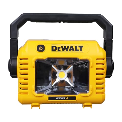 Dewalt LED Akku-Baustellenleuchte DCL077 (sehr hohe Lichtstärke von bis 2.000 Lumen, robuster Multi-Positionsgriff, IP54, mit Stativaufnahme 1/4" und 5/8", Lieferung ohne Akku und Ladegerät)