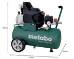 Metabo Kompressor Basic 250-24 W – 601533000 – Kompressor mit leistungsstarkem Motor und 24 l Kesselgröße – 1,5 m Kabellänge