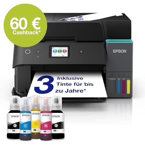 Epson EcoTank ET-4950 A4-Multifunktionsdrucker mit Wi-Fi & AirPrint Tintentank, automatischem Dokumenteneinzug, Duplexdruck, Scannen, Kopieren & Fax, bis zu 3 Jahre Tinte im Lieferumfang enthalten