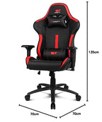 DRIFT GAMING DR350 – Ergonomischer Profi-Gaming-Stuhl mit 4D-Armlehnen, Lenden- und Nackenkissen, 135° neigbar, Leise Rollen, Schwarz-Rot